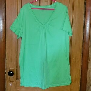 Woman Within Large 18/20 Green Tunic V neck 33" long